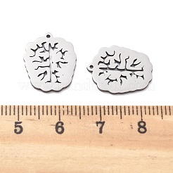 ステンレスペンダント201個  レーザー切断  脳の形チャーム  ステンレス鋼色  17x13x1mm  穴：0.8mm&nbsp;STAS-V001-23