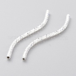 真鍮製チューブビーズ  長持ちメッキ  カーブビーズ  925銀メッキ  34x1.5mm  穴：0.8mm&nbsp;KK-Y003-84G-S