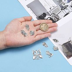 合金のチベット風チャーム  フクロウ  混合スタイル  ハロウィン  アンティークシルバー  14.5~57x10.5~35.5x2~6mm  1.5~4.5mmのラインストーンに適する  穴：1.5~3mm&nbsp;TIBEP-MSMC018-M3