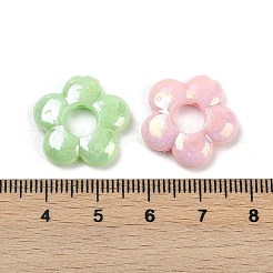 不透明なアクリルビーズフレーム  ABカラーメッキ  花  ミックスカラー  18x19x4mm  穴：1.5mm  内径：6mm  約700個/500g&nbsp;MACR-S299-004