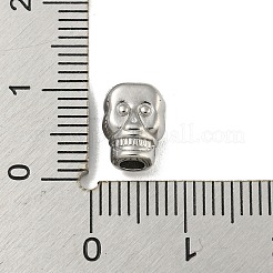 変色しない304ステンレススチールビーズ  スカル  ステンレス鋼色  9.5x6.8x5.5mm  穴：2.5mm&nbsp;STAS-A091-15P