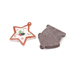 クリスマスの不透明な樹脂ペンダント  混合図形  ミックスカラー  28~30x15.5~26.5x4.5~7mm  穴：1~1.4mm&nbsp;CRES-D320-01