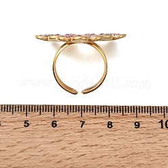 304ステンレススチールカフオープンリング  花  ラインストーン付き  ゴールドカラー  usサイズ7 1/4(17.5mm)&nbsp;RJEW-D352-05G