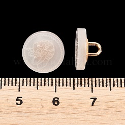 1穴樹脂合金シャンクボタン  模様付きのフラットラウンド  ゴールドカラー  貝殻色  11~11.5x6.5~7mm  穴：3x2mm&nbsp;FIND-B065-03G-09
