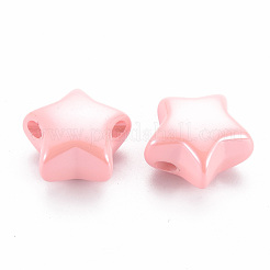 不透明なアクリルビーズ  パールカラーの  スター  ピンク  20.5x21x12.5mm  穴：3.5mm&nbsp;X-MACR-S372-02B-82