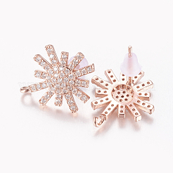 Brass Micro Pave Cubic Zirconia Stud Earring Findings&nbsp;ZIRC-E132-17RG
