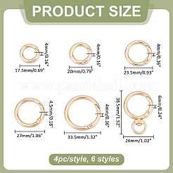 合金プッシュ式リングカン  回転式ナスカン付き  ゴールドカラー  17.5~33.5x4~4.5mm  穴：10.5~25.5mm  5スタイル  4個/スタイル  20pc&nbsp;FIND-ME0003-57G