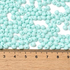 不透明ベーキングペイントガラスシードビーズ6/0個  ティアドロップ  ライトシアン  4.5~5x4x3~3.5mm  穴：0.9mm  約5625個/ポンド&nbsp;SEED-M012-02A-04