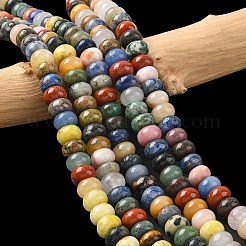 ミックス天然石ビーズ連売り  ロンデル  8x5mm  穴：1mm  約73~75個/連  14.96''（38~38.5センチメートル）&nbsp;G-A280-A01-02