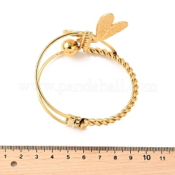 女性用304ステンレススチールヒンジ付きバングル  ゴールドカラー  トンボ  内径：1-7/8x2-1/4インチ（4.9x5.85cm）&nbsp;BJEW-Z109-01G-02