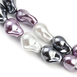 電気メッキガラスビーズ連売り  模造パール  ナゲット  ミックスカラー  20~22x15~16mm  穴：1.2mm  約24個/連  15.55~15.94''（39.5~40.5センチメートル）&nbsp;GLAA-H039-07G