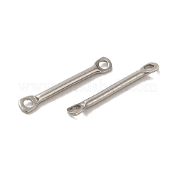 変色しない304ステンレススチールコネクタチャーム  バーリンク  ステンレス鋼色  15x2.5x1.2mm  穴：1.2mm&nbsp;STAS-Q323-06B-P