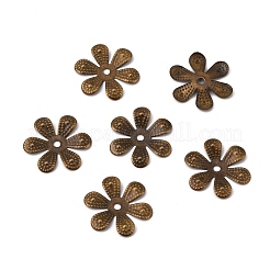 6-花びら鉄ビーズキャップ  花  アンティークブロンズ  18.5x16.5x1mm  穴：1.6mm&nbsp;IFIN-WH0070-06AB