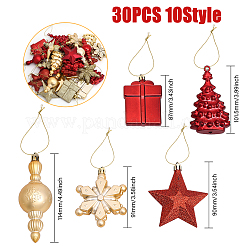 30Pcs 10 Style Christmas Theme Plastic Pendant Decorations&nbsp;AJEW-GL0001-68