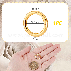 スターリングシルバーのスプリングゲートリング1個925個  丸いリング  ゴールドカラー  14.5x2mm  内径：10.5mm&nbsp;STER-GA0001-36