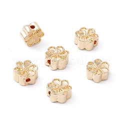 めっき合金ビーズラック  長持ちメッキ  カドミウムフリー＆鉛フリー  花  ゴールドカラー  7.5x7.5x4mm  穴：1.4mm&nbsp;FIND-WH0118-01G