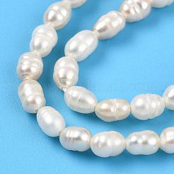 天然養殖淡水パールビーズ連売り  ライス  乳白色  4~5x3~4mm  穴：0.5mm  約72~73個/連  12.99~13.27''（33~33.7センチメートル）&nbsp;PEAR-N012-03S