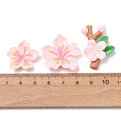 オペーク樹脂カボション  花  ピンク  21~34.5x23.5x29.5x6~7.5mm  約3個/セット&nbsp;CRES-A064-01B