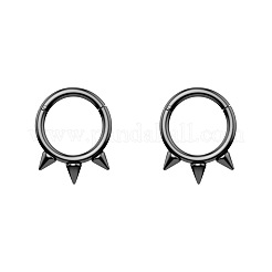 316l サージカルステンレス 3 スパイク軟骨ピアス  コーンフープノーズリング  ブラック  13.5x10mm  ピン：1.2mm&nbsp;WG02E4B-02