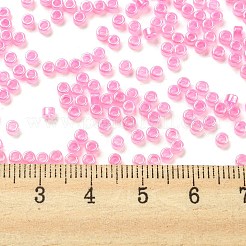 透明なガラスシードビーズを電気メッキする  セイロン  シリンダー  パールピンク  2.5x1.6mm  穴：1.4mm  約50398個/ポンド&nbsp;SEED-S042-16A-04