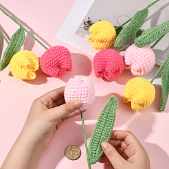 鉄線入り人工チューリップフラワー9個（3色）  diyの工芸品の結婚式の家の装飾のため  ミックスカラー  413~415x122x59mm  3個/カラー&nbsp;AJEW-SC0031-42A