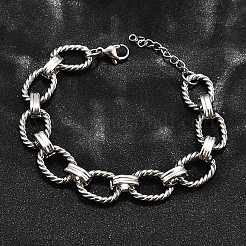 304 Stainless Steel Oval Link Chain Bracelets for Women&nbsp;X-BJEW-R021-09P
