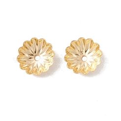 304ステンレススチールビーズキャップ  マルチ花弁  花  18KGP本金メッキ  10x2.5mm  穴：1.2mm&nbsp;X-STAS-P307-06G