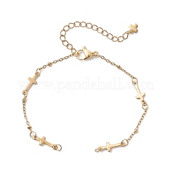 2Pcs 2 Colors 304 Stainless Steel Cross Link Chain Bracelet Making Sets&nbsp;AJEW-JB01380