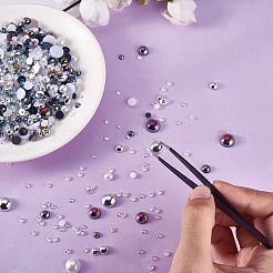 60g 樹脂パッチ マルチサイズ ミックス パール パッチ DIY ジュエリー アクセサリー (2 袋)  銀  9.8mm&nbsp;JX586N