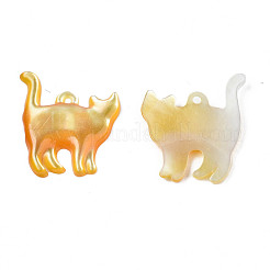 天然黄色のシェルペンダント  猫  17x14x2mm  穴：0.6~1mm&nbsp;SSHEL-N027-123-01