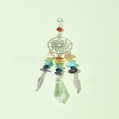 Chakra Natural & Synthetic Gemstone Chips & Alloy Pendant Decorations&nbsp;HJEW-FS00024
