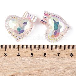 Transparent Epoxy Resin Heart with Bowknot Decoden Cabochons&nbsp;CRES-M034-07D