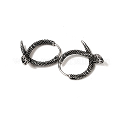 アンティークシルバー 316 サージカルステンレススチール フープピアス  ヘビ  20x20x3mm&nbsp;EJEW-D096-03C-AS