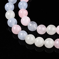染め加工天然石ホワイトジェイドビーズ連売り  ツートン  ラウンド  ミックスカラー  4.5x4~4.5mm  穴：0.8mm  約90~91個/連  14.76~14.92''（37.5~37.9センチメートル）&nbsp;G-T140-4mm-A03
