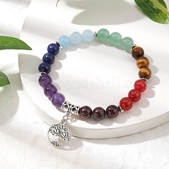 3Pcs 3 Styles Chakra Gemstone Beaded Stretch Bracelets&nbsp;BJEW-JB10204