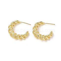 女性用ツイスト真鍮スタッドピアス  ハーフフープピアス  ゴールドカラー  22x23x6.5mm&nbsp;KK-CBAD851-29G