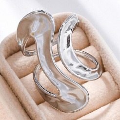 女性用304ステンレススチールオープンカフリング  ステンレス鋼色  内径：19mm&nbsp;RJEW-F174-08P