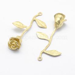 真鍮チャーム  鉛フリー＆カドミウムフリー＆ニッケルフリー  ローズ  生（メッキなし）  39x15.5x9.5mm  穴：1.5mm&nbsp;KK-F721-001C-RS