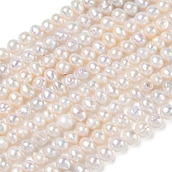 天然養殖淡水パールビーズ連売り  ポテト  ベージュ  5~5.5mm  穴：0.5mm  約76~82個/連  14.57~14.76''（37~37.5センチメートル）&nbsp;PA-CBAC463-07