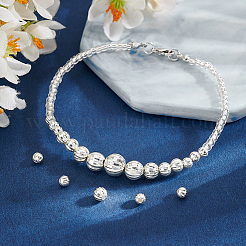 20Pcs 5 Style Fancy Cut Faceted Round 925 Sterling Silver Beads&nbsp;STER-PH0001-69