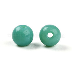 不透明なソリッドカラーのガラスビーズ  ラウンド  ターコイズ  6~6.5mm  穴：1.2~1.4mm&nbsp;X1-GLAA-N007-6mm-A01