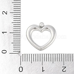 変色しない304ステンレススチールチャーム  ハートチャーム  ステンレス鋼色  14x14x1.5mm  穴：1.5mm&nbsp;STAS-L022-417P