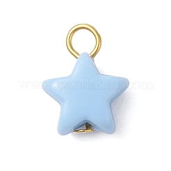 オペークアクリルパーツ  スターのチャーム  ゴールドカラー  14.5x11.5x6.5mm  穴：2.5mm&nbsp;PALLOY-JF04199-01