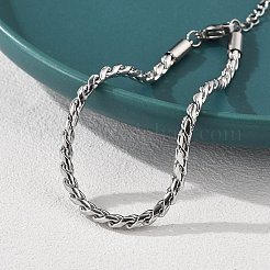 女性用304ステンレススチールロープチェーンブレスレット  ステンレス鋼色  6-1/2インチ（16.5cm）&nbsp;BJEW-Q051-04P