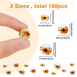 180Pcs 3 Style Floral Printed Porcelain Beads&nbsp;PORC-HY0001-09
