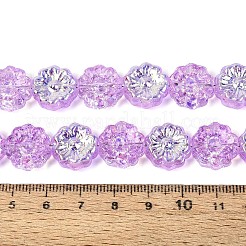 電気メッキ透明ガラスビーズ連売り  スモモの花  ABカラーメッキ  スミレ  14~14.5x14~14.5x6~6.5mm  穴：1~1.2mm  約45個/連  24.41~24.80インチ（62~63cm）&nbsp;EGLA-N055-01B