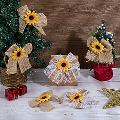 15Pcs 3 Styles Bowknot & Sunflower Linen Costume Accessories&nbsp;DIY-PH0034-20