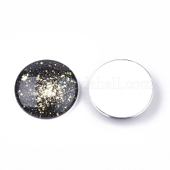 星空模様プリントガラスカボション  半円/ドーム  カラフル  25x6~6.5mm&nbsp;LS-GGLA-N004-25mm-D82
