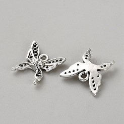 チベット風亜鉛合金チャーム  クラウンバタフライ  アンティークシルバー  17.5x17x4mm  穴：1.5mm&nbsp;PALLOY-CJC0816-006AS
