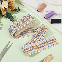 2.5 Yards Ethnic Style Jacquard Elastic Polyester Ribbon&nbsp;OCOR-GF0005-85A